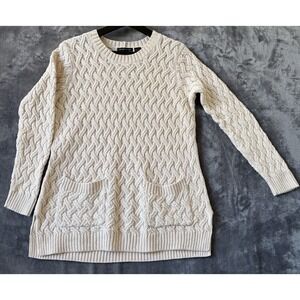 Jeanne Pierre Cream Cable Knit Tunic Sweater Small